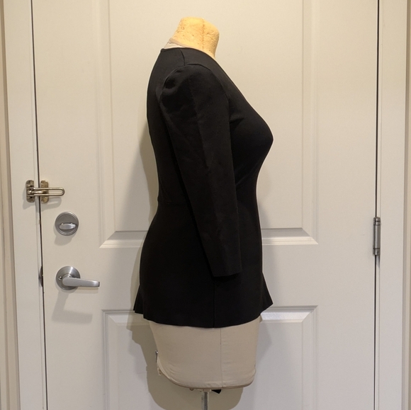 EUC Zara Knit L Asymmetrical Black V Neck Viscose Sweater - Picture 3 of 7